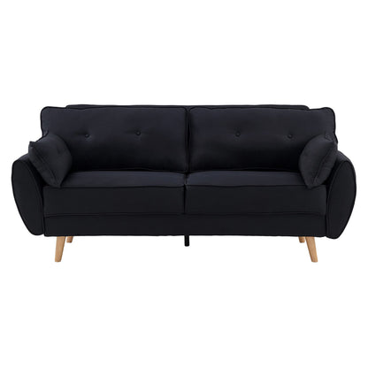 Sarantino 3-Seater Linen Sofa Bed | Black
