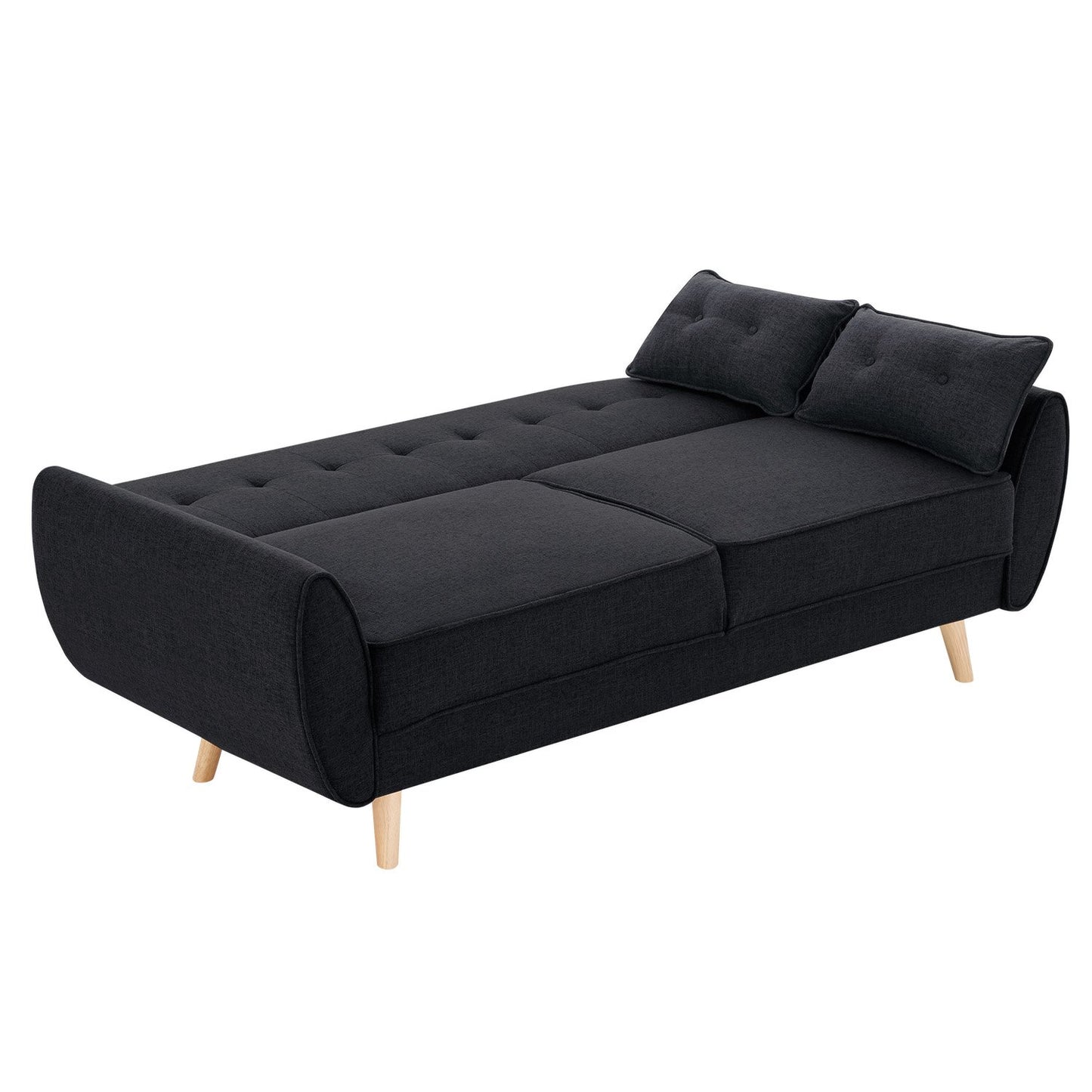 Sarantino 3-Seater Linen Sofa Bed | Black