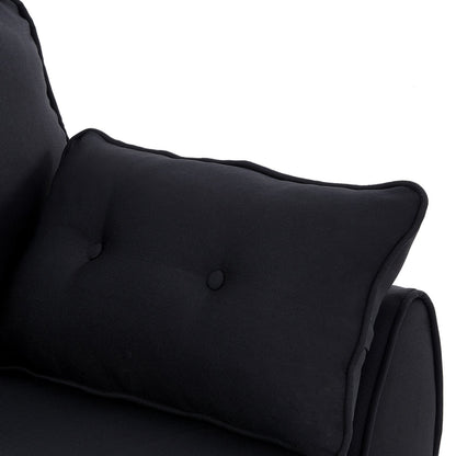 Sarantino 3-Seater Linen Sofa Bed | Black