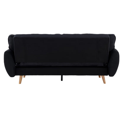 Sarantino 3-Seater Linen Sofa Bed | Black