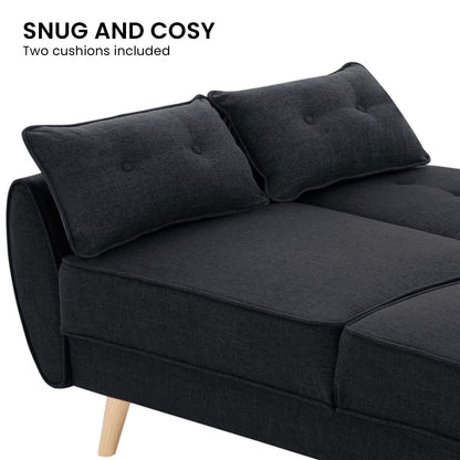 Sarantino 3-Seater Linen Sofa Bed | Black