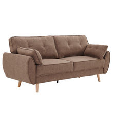 Sarantino 3-Seater Linen Sofa Bed | Brown
