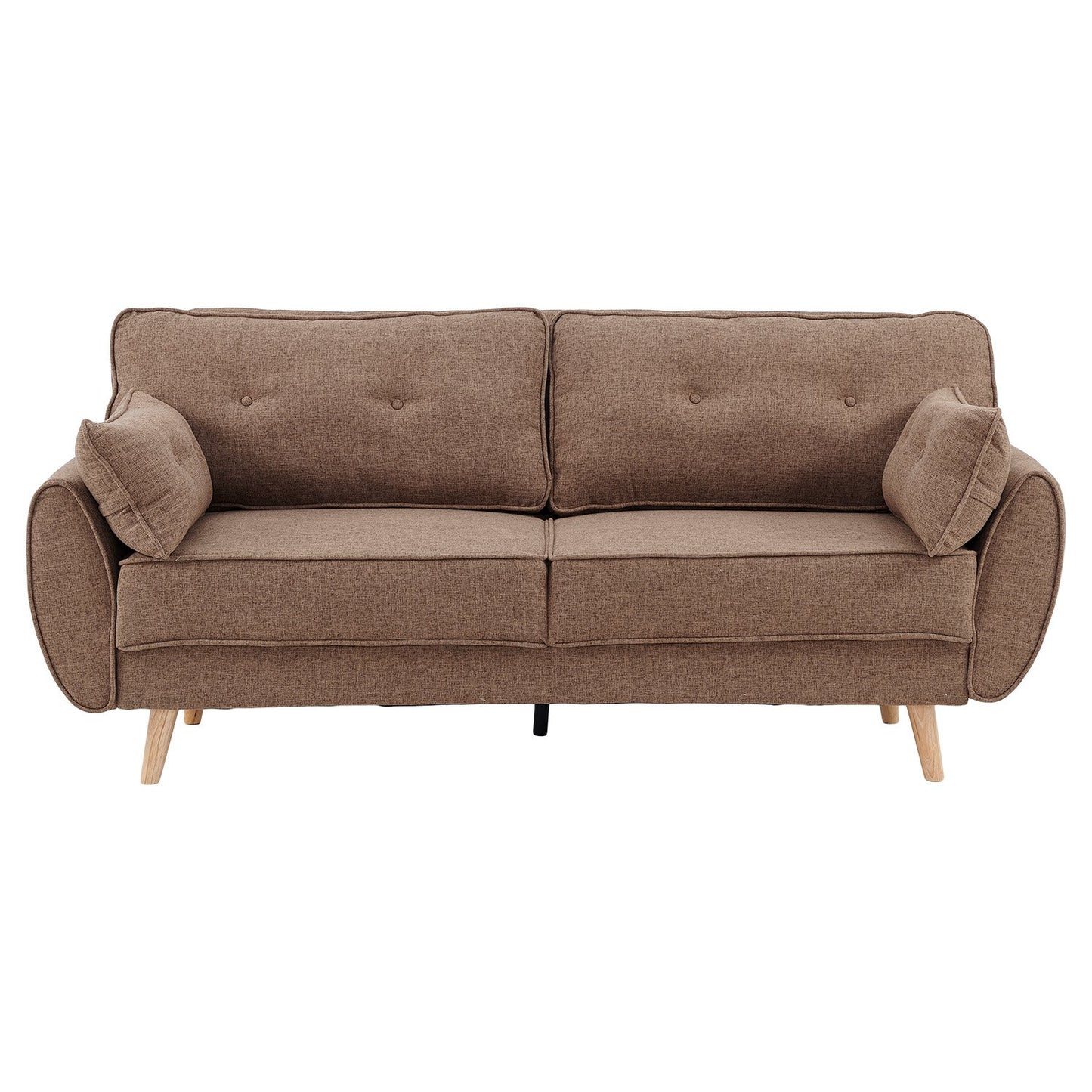 Sarantino 3-Seater Linen Sofa Bed | Brown