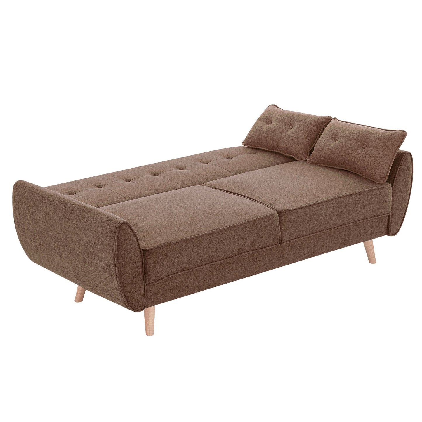 Sarantino 3-Seater Linen Sofa Bed | Brown