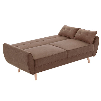 Sarantino 3-Seater Linen Sofa Bed | Brown