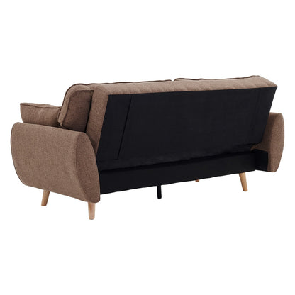 Sarantino 3-Seater Linen Sofa Bed | Brown
