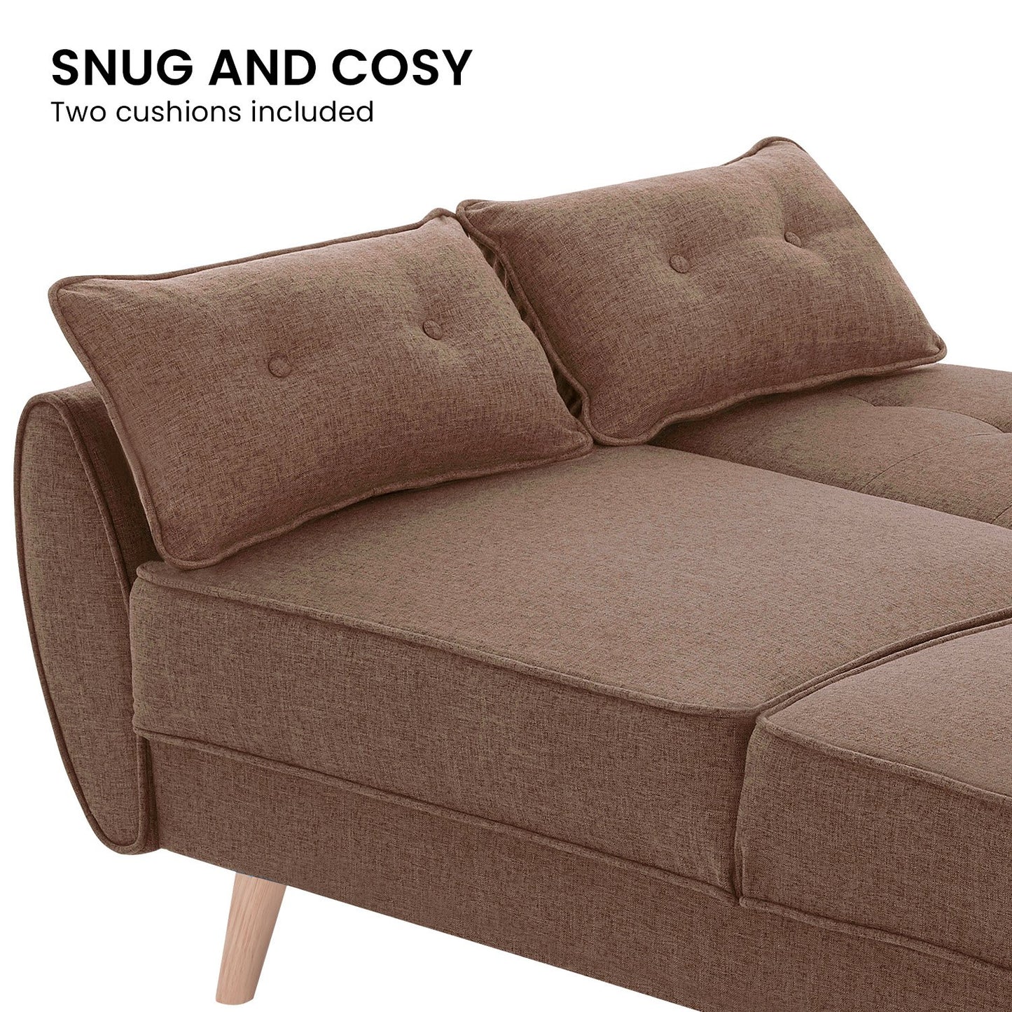 Sarantino 3-Seater Linen Sofa Bed | Brown