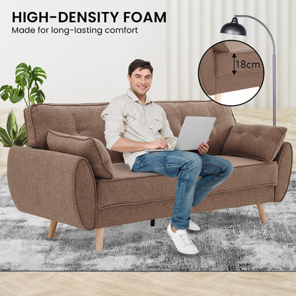 Sarantino 3-Seater Linen Sofa Bed | Brown
