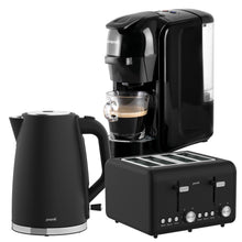 Pronti Silver Noir Breakfast Set HomeMaid 3-in-1 Coffee Machine + 1.7L Kettle + 4-Slice Toaster