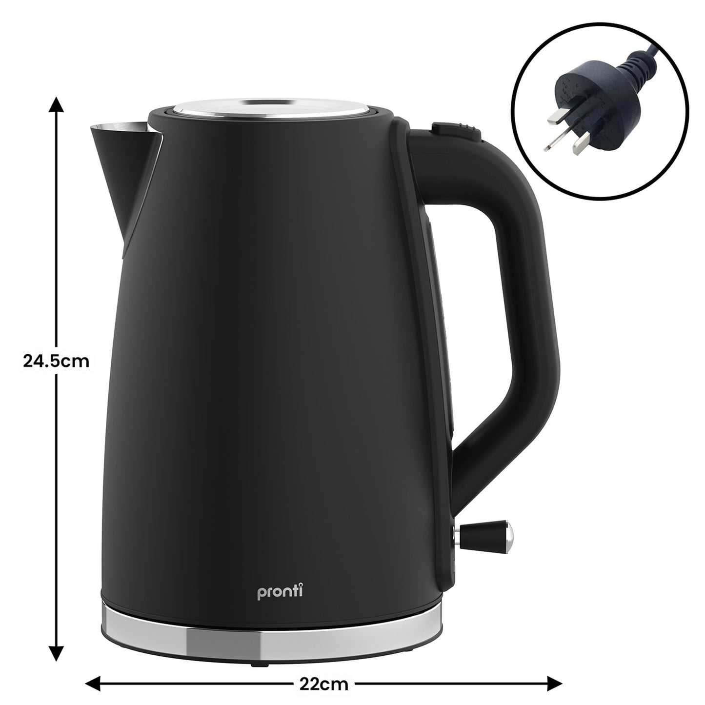 Pronti Silver Noir Breakfast Set Espresso Machine 20 Bar + 1.7L Kettle + 4-Slice Toaster