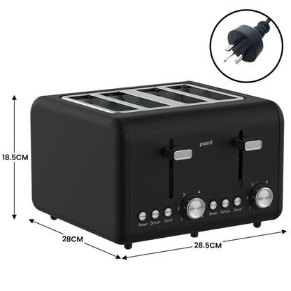 Pronti Silver Noir Breakfast Set Espresso Machine 20 Bar + 1.7L Kettle + 4-Slice Toaster