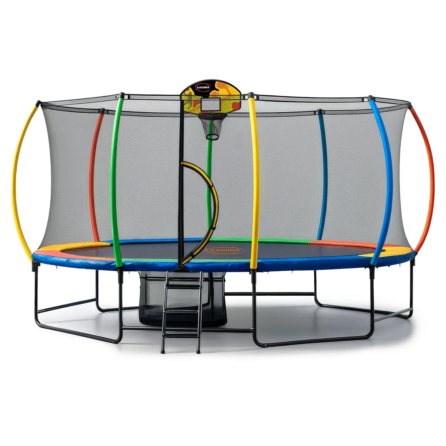 Kahuna 10x15ft Oval Trampoline Basketball Set Rainbow Net Ladder