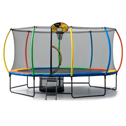 Kahuna 10x15ft Oval Trampoline Basketball Set Rainbow Net Ladder