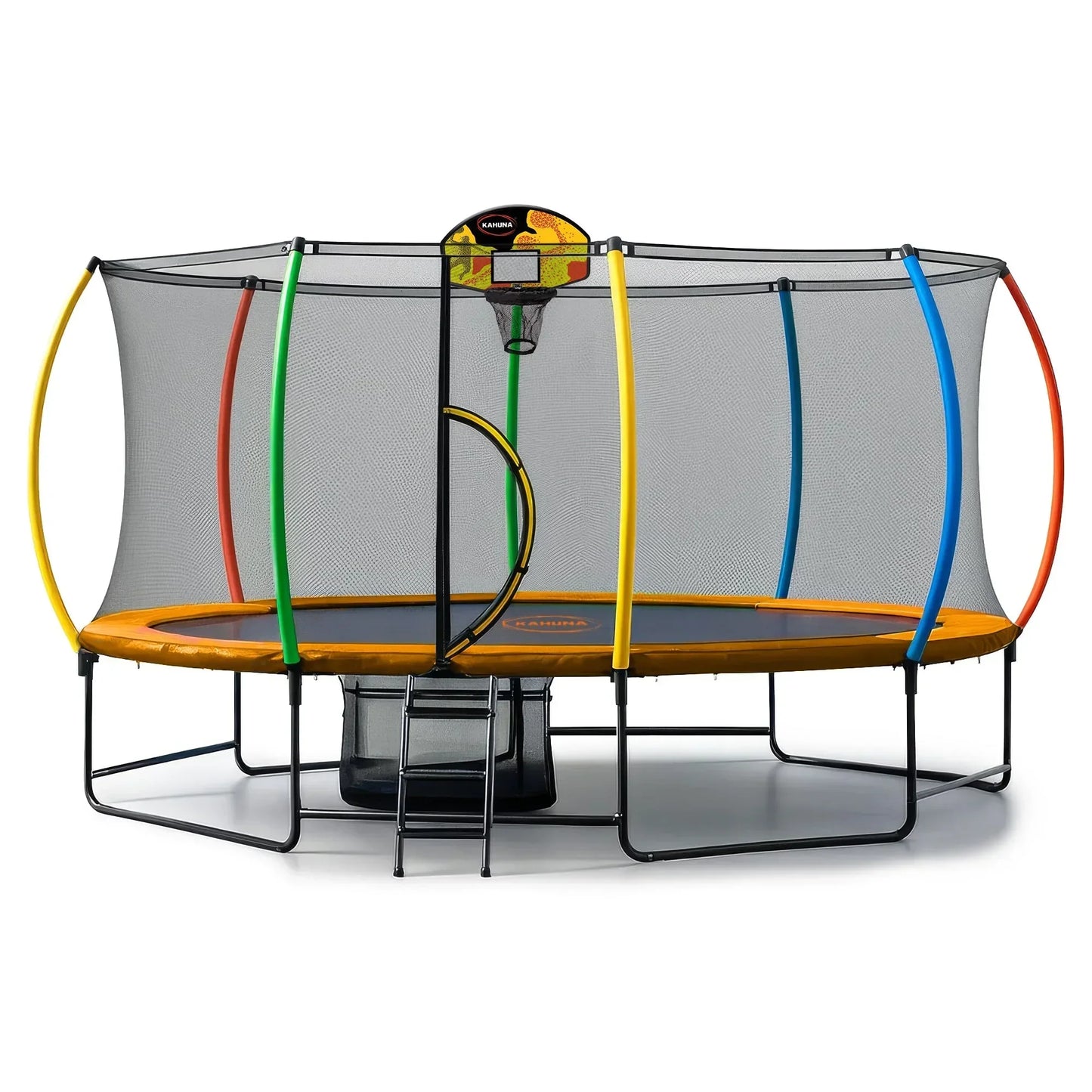 Kahuna 10x15ft Oval Trampoline Basketball Set Rainbow Net Ladder