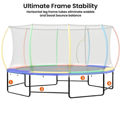 Kahuna 10x15ft Oval Trampoline Basketball Set Rainbow Net Ladder