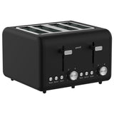 Pronti Silver Noir 4-Slice Toaster Dual Controls 6 Browning Levels Wide Slots 1560W