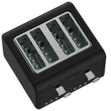Pronti Silver Noir 4-Slice Toaster Dual Controls 6 Browning Levels Wide Slots 1560W