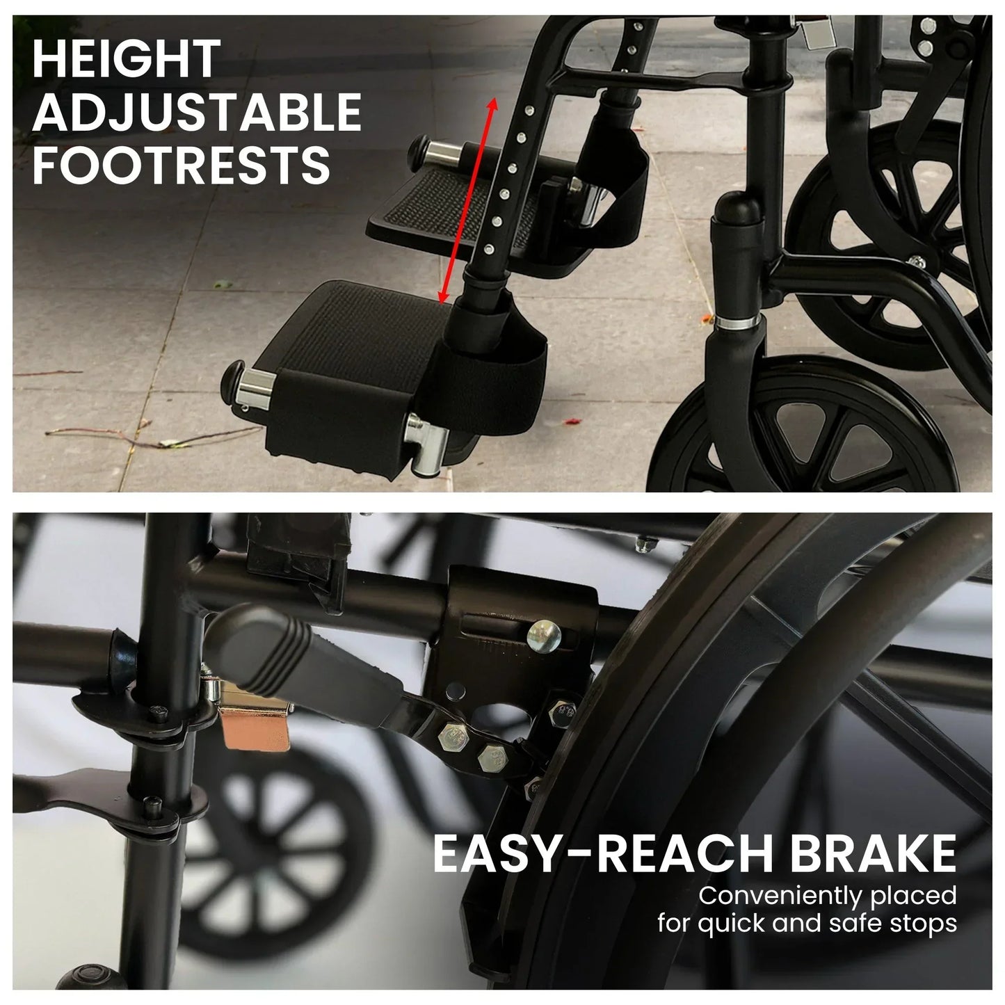 Steel Wheelchair 24 Inch Foldable