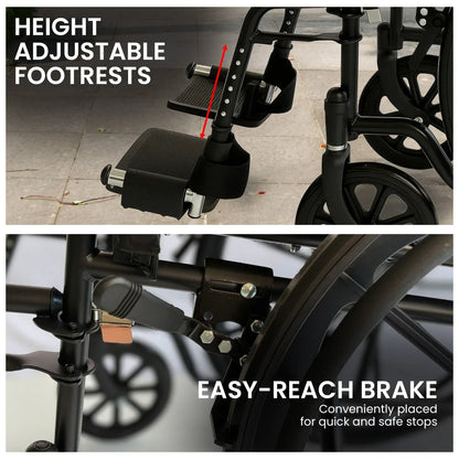 Steel Wheelchair 24 Inch Foldable