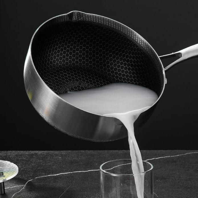 316L Stainless Steel Saucepan 20cm with Honeycomb Nonstick and Glass Lid