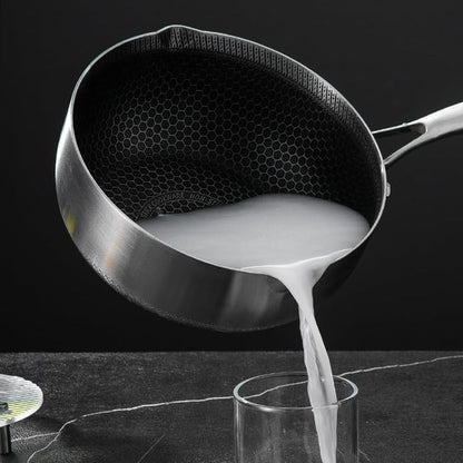 316L Stainless Steel Saucepan 20cm with Honeycomb Nonstick and Glass Lid