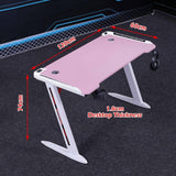 Pink gaming desk 120x60cm, 74cm height, 1.8cm thick, white Z-legs, with headphone hook