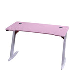 Pink foldable desk with white legs, ideal for compact spaces and study setups