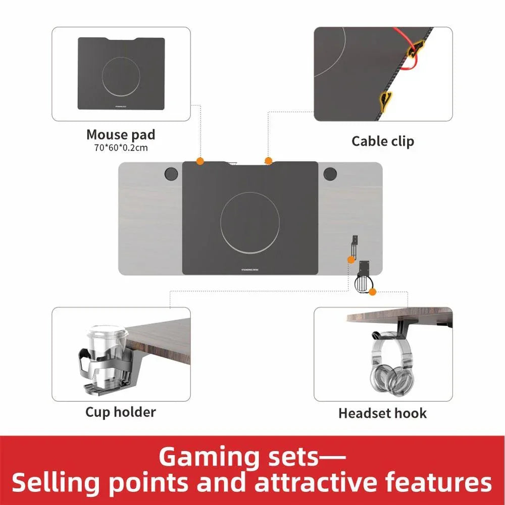 Gaming Standing Desk Home Office Lift Electric Height Adjustable Sit To Stand Motorized Standing Desk 1460 - Stacks Warehouse