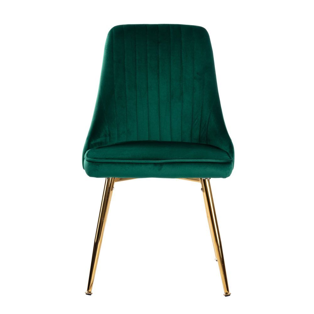 Marble Effect Dining Table and Chair Set 110cm with 4 Green Velvet Chairs