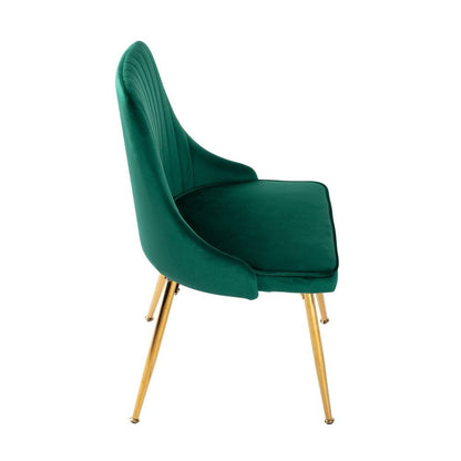 Marble Effect Dining Table and Chair Set 110cm with 4 Green Velvet Chairs