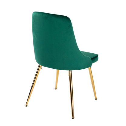 Marble Effect Dining Table and Chair Set 110cm with 4 Green Velvet Chairs