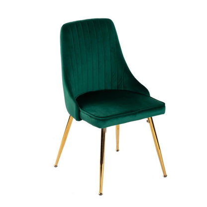 Marble Effect Dining Table and Chair Set 110cm with 4 Green Velvet Chairs