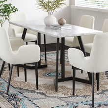 Marble Effect Rectangular Dining Table 170cm Seats 6 with Steel Legs