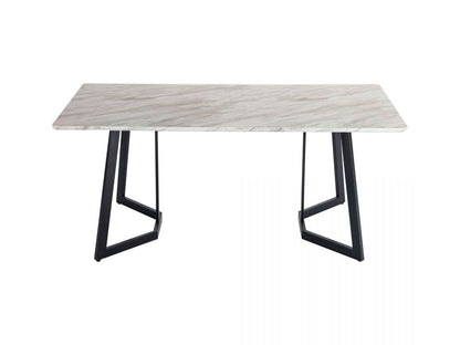 Marble Effect Rectangular Dining Table 170cm Seats 6 with Steel Legs