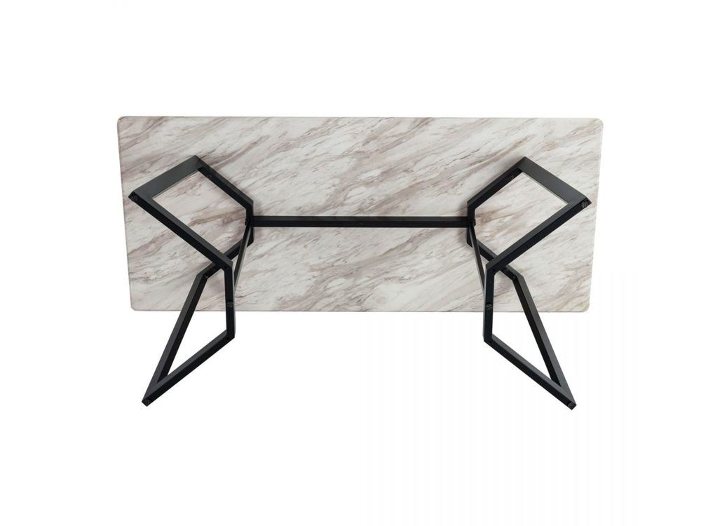 Marble Effect Rectangular Dining Table 170cm Seats 6 with Steel Legs