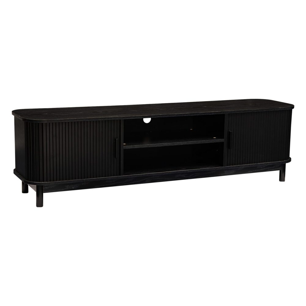 160cm Ribbed Entertainment Unit | Black
