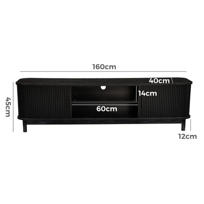 160cm Ribbed Entertainment Unit | Black