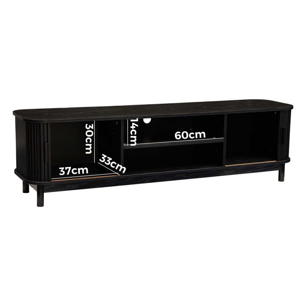 160cm Ribbed Entertainment Unit | Black