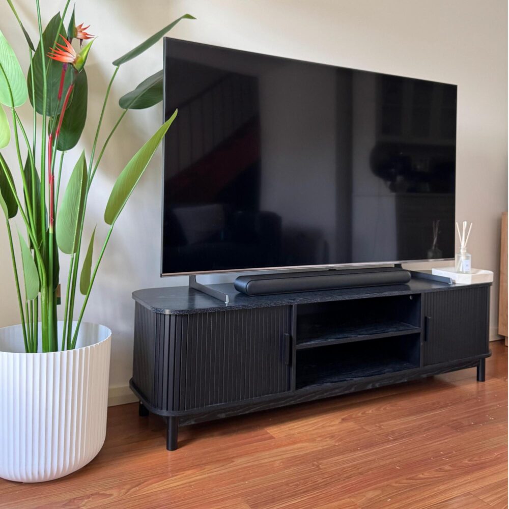 160cm Ribbed Entertainment Unit | Black