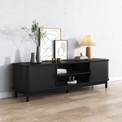 160cm Ribbed Entertainment Unit | Black