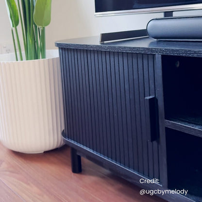 160cm Ribbed Entertainment Unit | Black