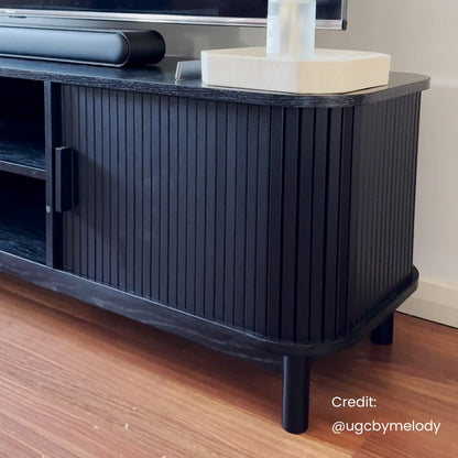 160cm Ribbed Entertainment Unit | Black