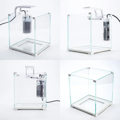 Aquarium Fish Tank 16L Starfire Glass 25x24x27cm Filter Pump LED