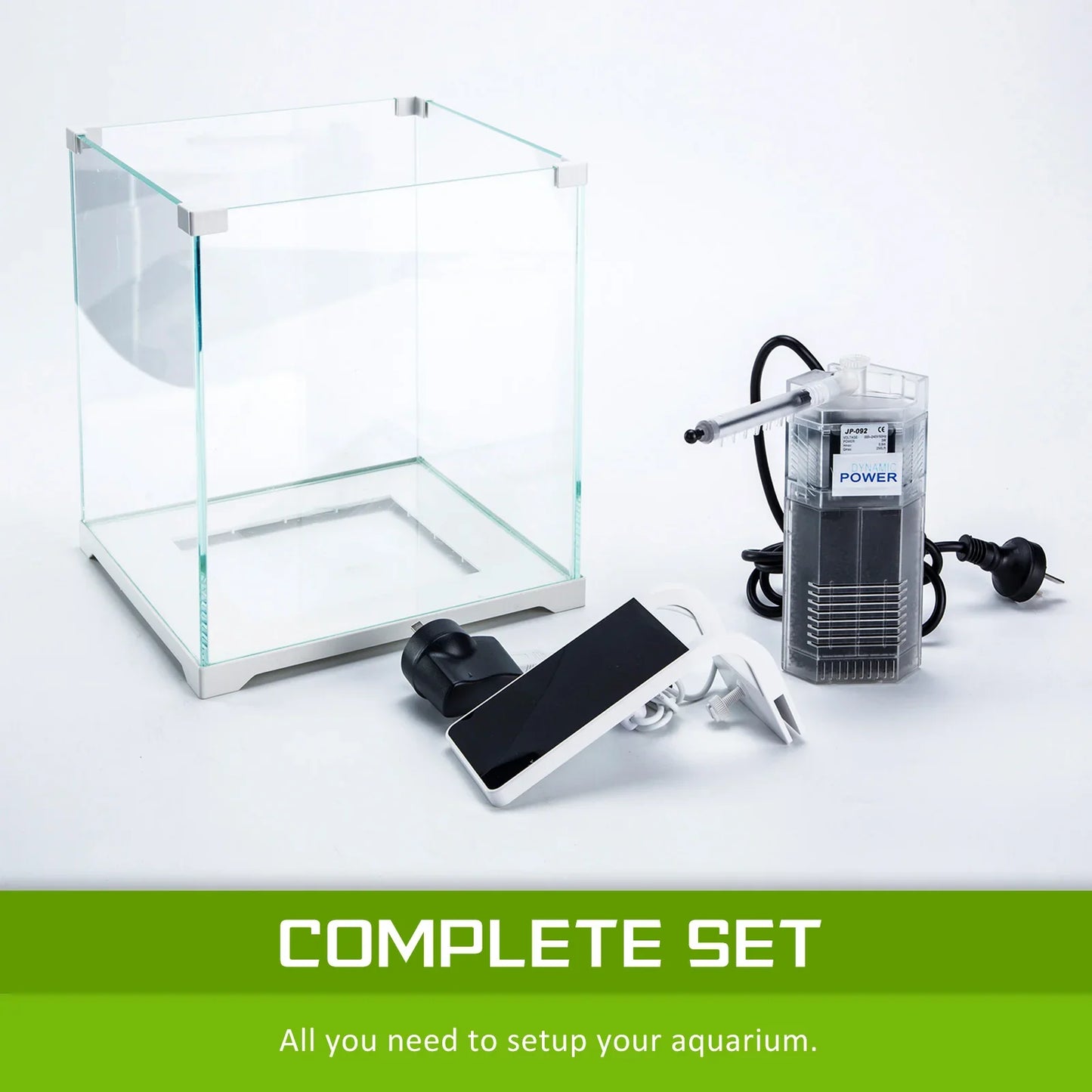 Aquarium Fish Tank 16L Starfire Glass 25x24x27cm Filter Pump LED