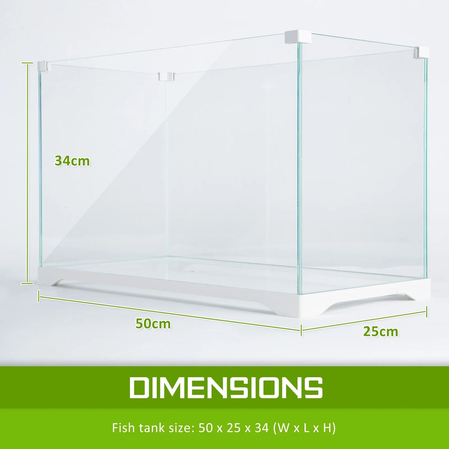 Aquarium Fish Tank 39L Starfire Glass 50x25x34cm Filter Pump LED