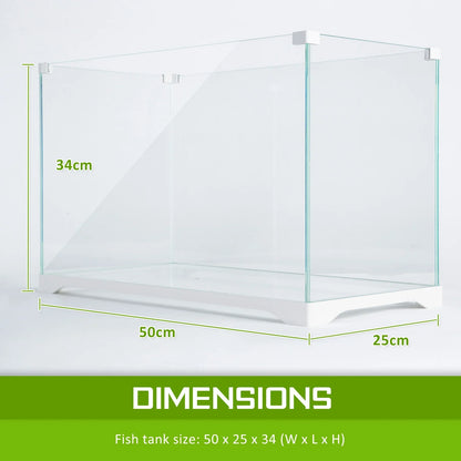Aquarium Fish Tank 39L Starfire Glass 50x25x34cm Filter Pump LED