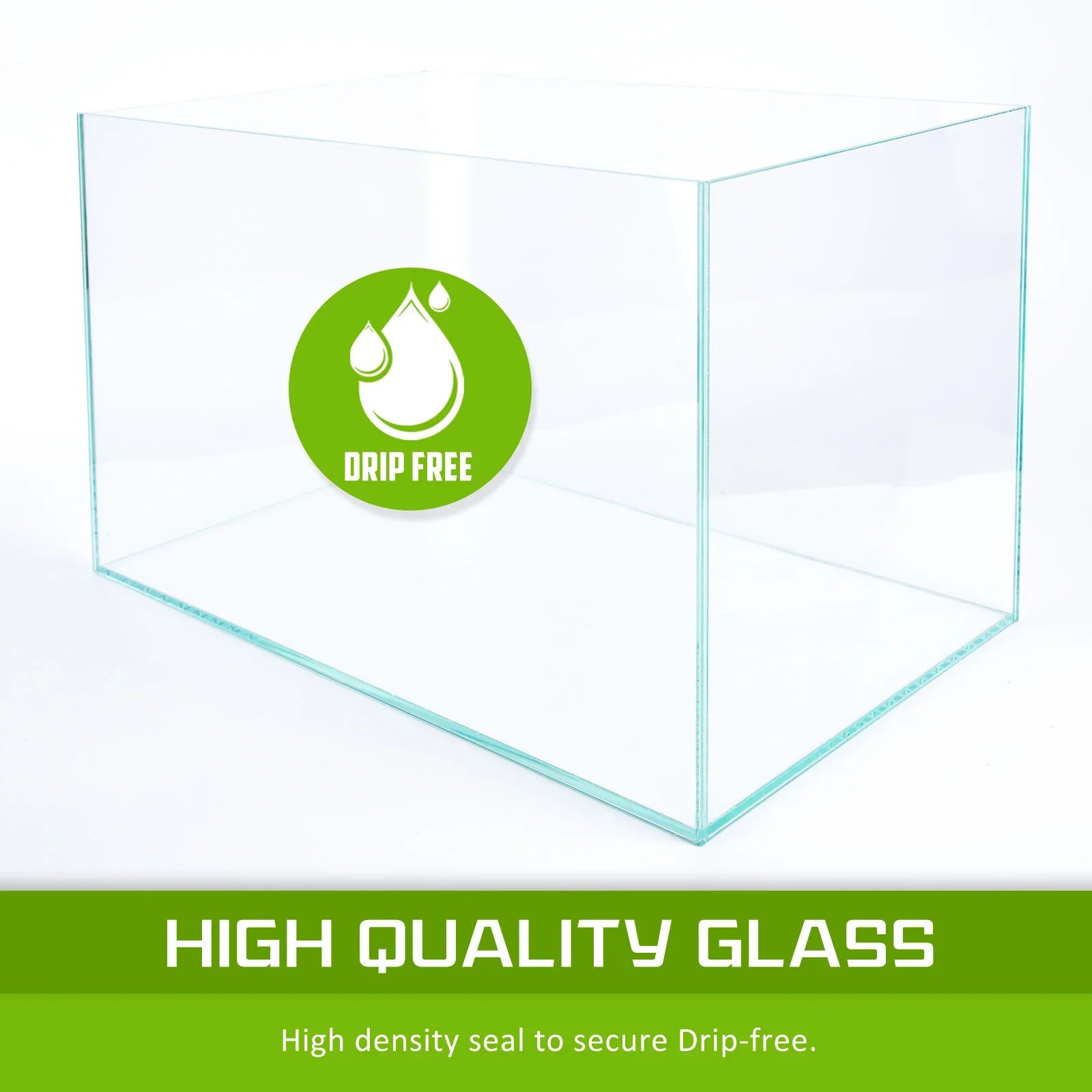 Clear glass aquarium tank with drip-free high density seal, high quality glass
