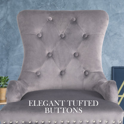 La Bella Lisse French Provincial Dining Chairs Set of 4 Grey Velvet