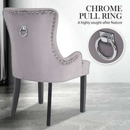 La Bella Lisse French Provincial Dining Chairs Set of 4 Grey Velvet