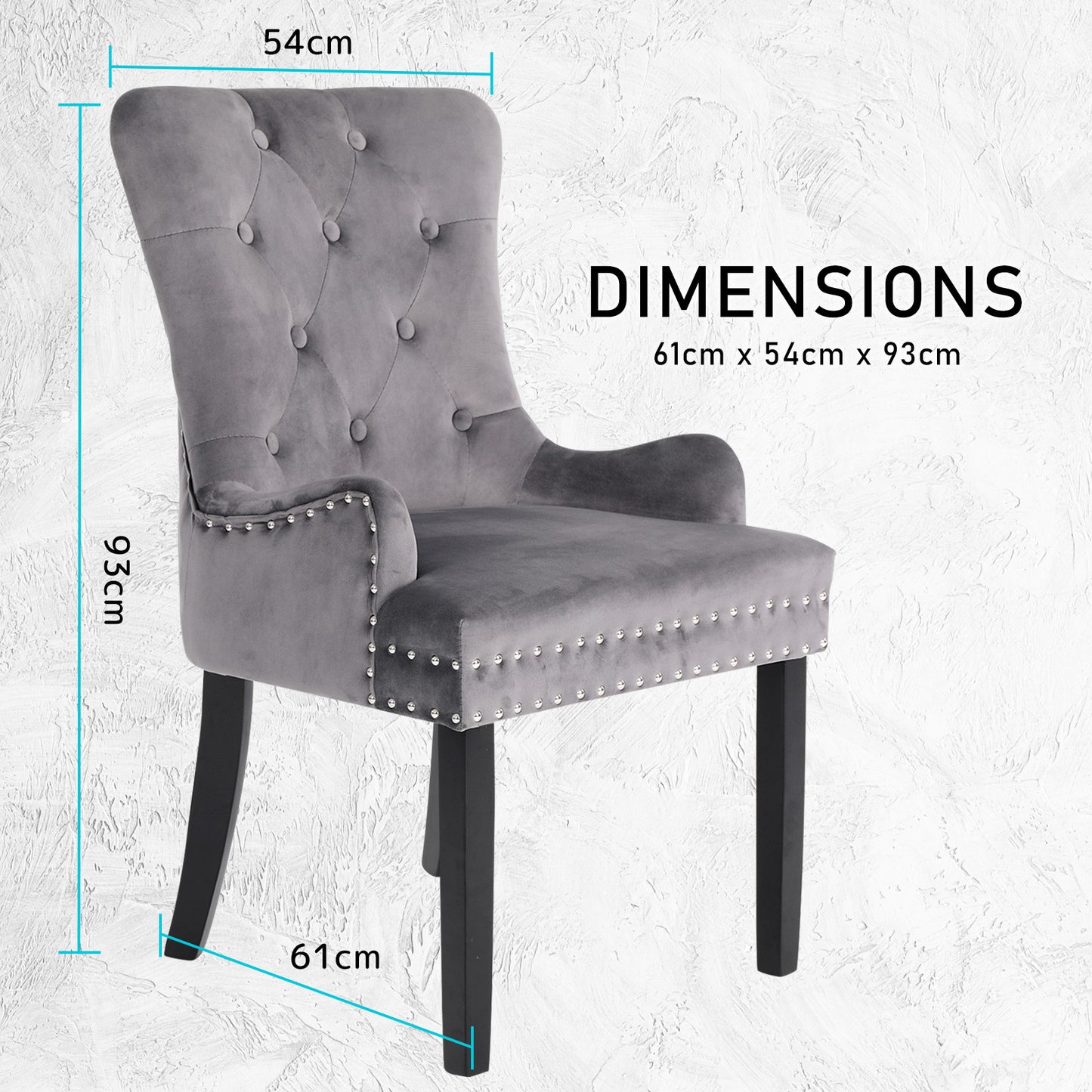 La Bella Lisse French Provincial Dining Chairs Set of 4 Grey Velvet